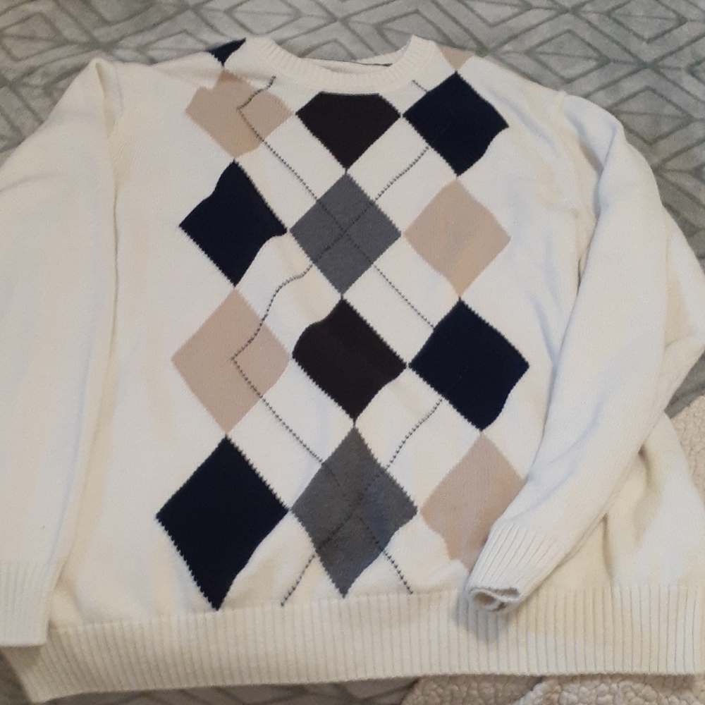 Beige argyle sweater